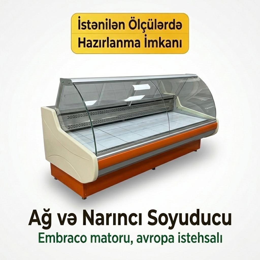 Ağ və narıncı soyuducu vitrin