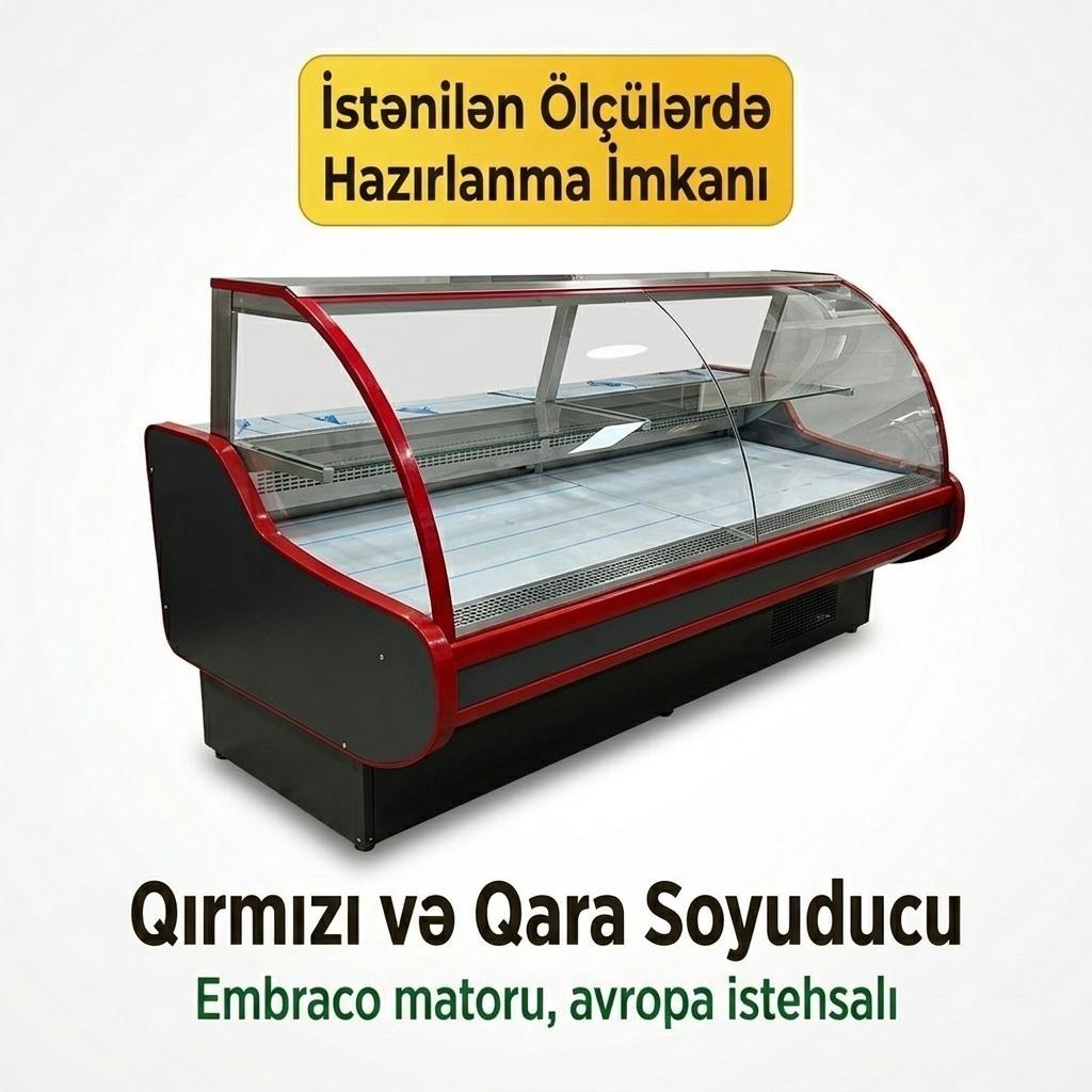 Qırmızı və qara soyuducu vitrin